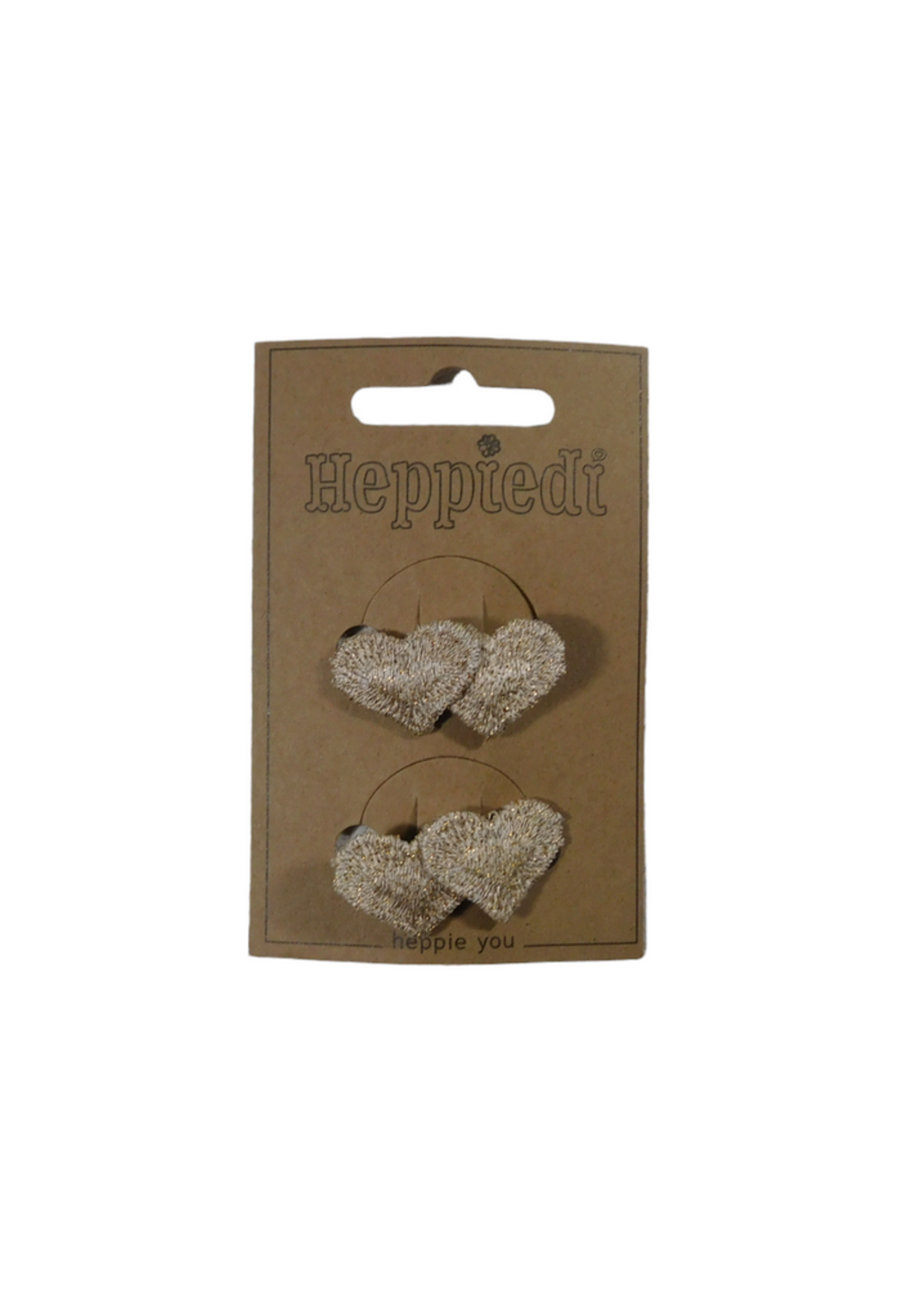 Heppidie    Haarknijper klein 2 hartjes goud/lurex