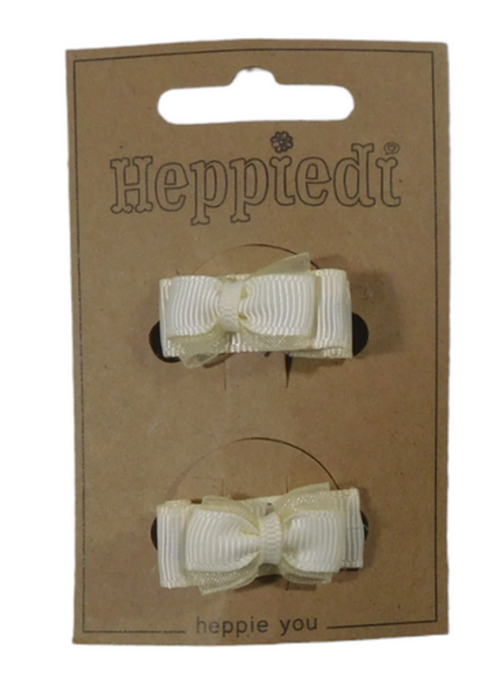 Heppidie    Haarknijper klein strikje ribs/organza ecru