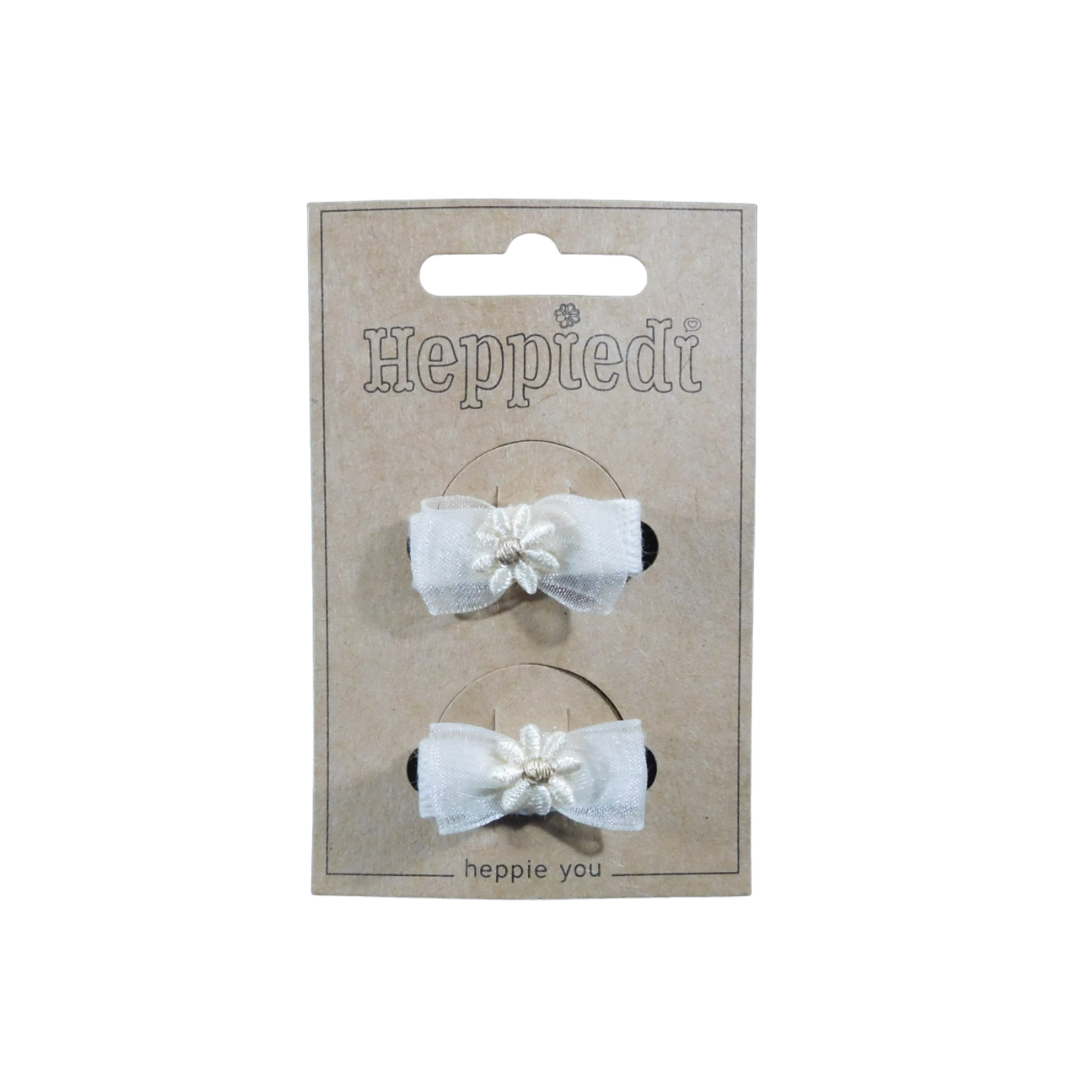 Heppidie Haarknijper klein strikje organza goud  met bloem