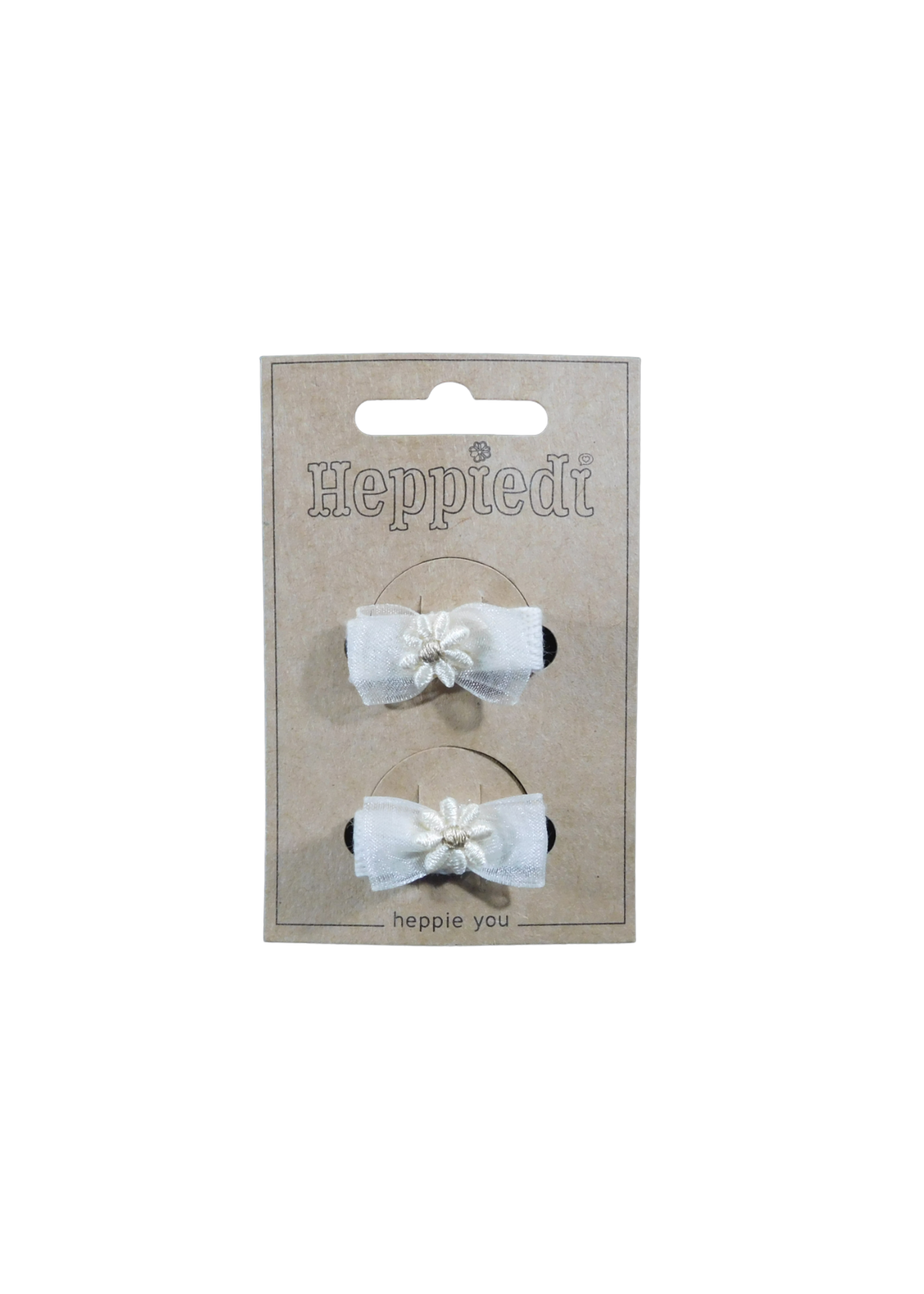 Heppidie Haarknijper klein strikje organza goud  met bloem