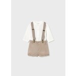 Mayoral Mayoral Shorts with suspender set Light beig - 25 02257