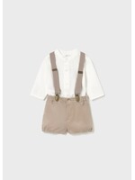 Mayoral Mayoral Shorts with suspender set Light beig - 25 02257