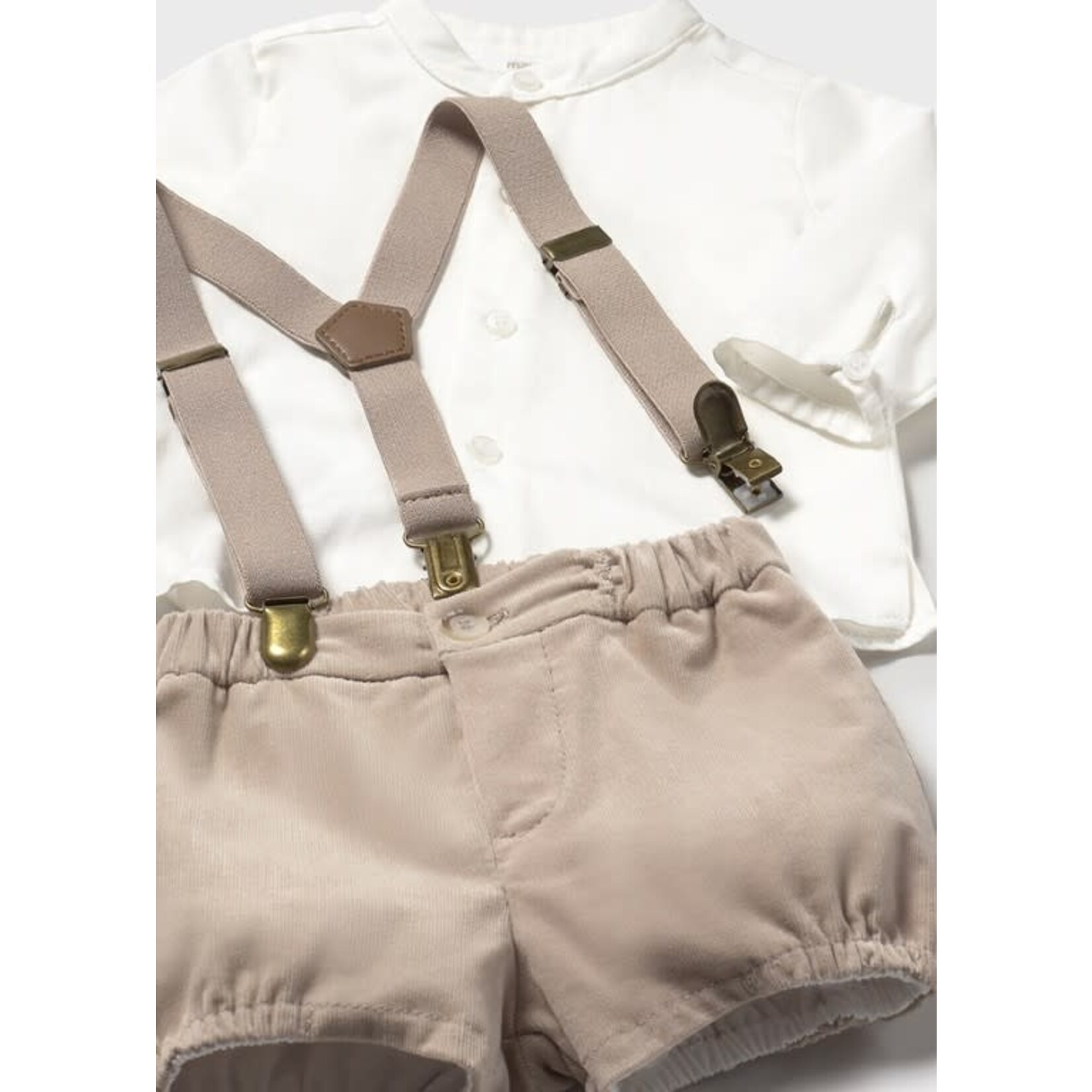 Mayoral Mayoral Shorts with suspender set Light beig - 25 02257