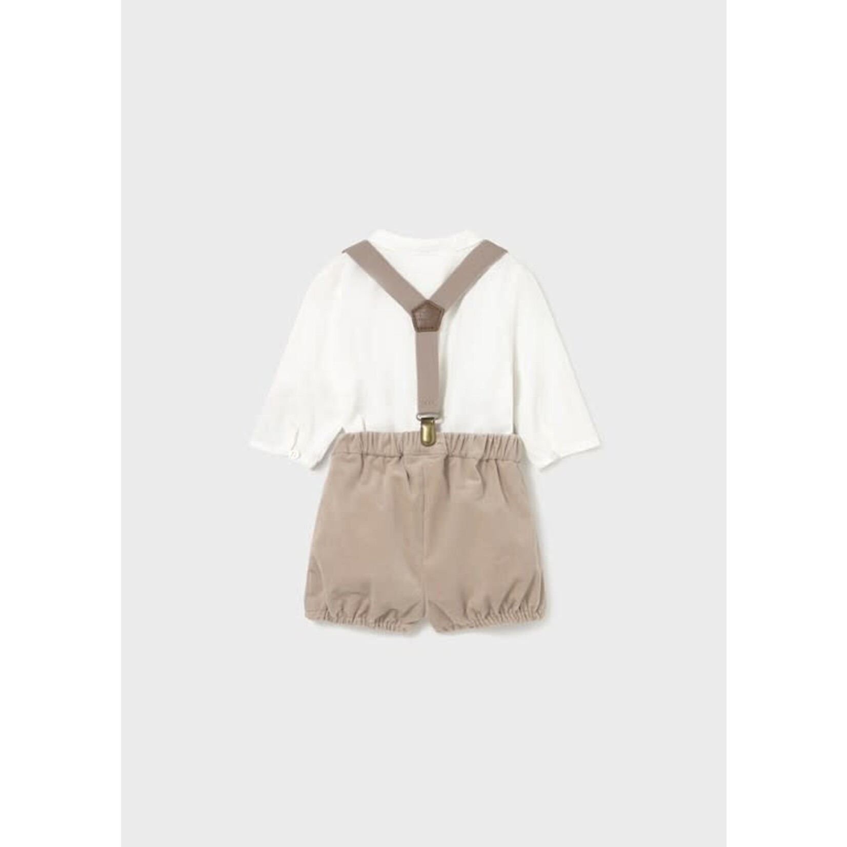 Mayoral Mayoral Shorts with suspender set Light beig - 25 02257