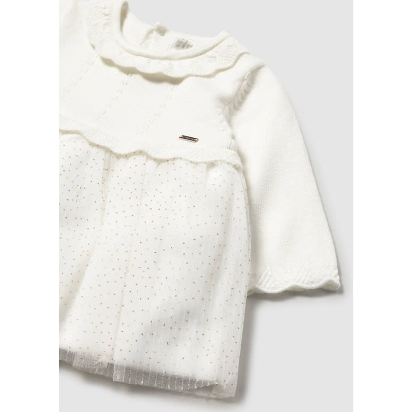 Mayoral Mayoral Tricot/tull dress Natural - 25 02815
