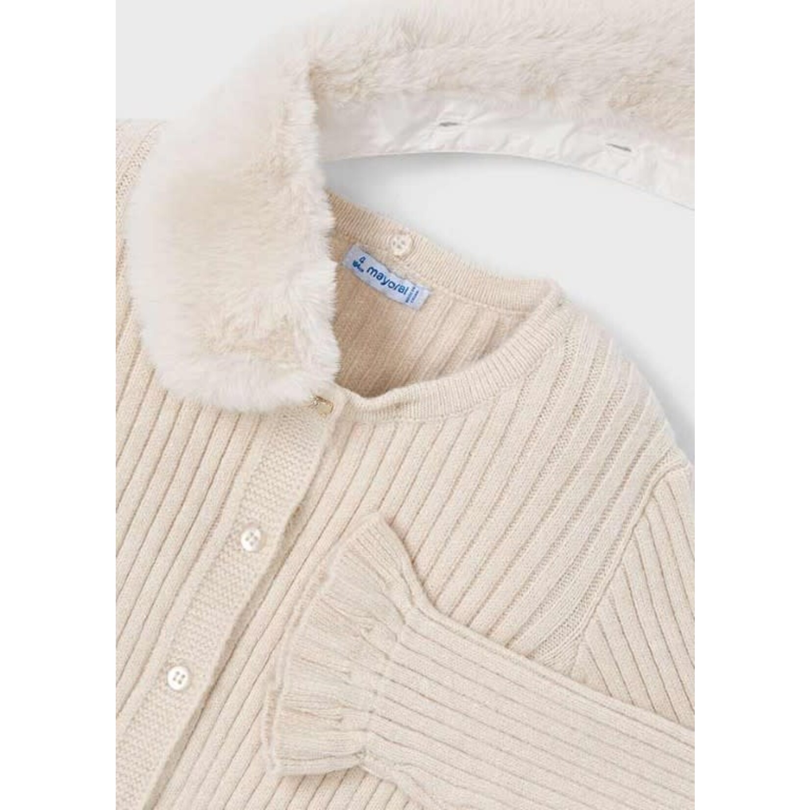Mayoral Mayoral Faux fur collar cardigan H. Sand - 25 04311