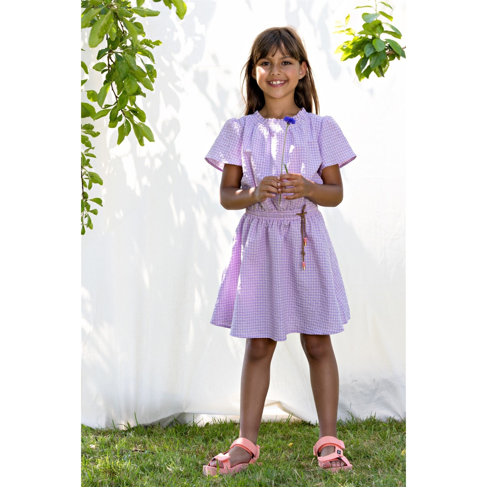 NoNo NoNo Monet Check Summer Dress N403-5812 Galaxy Lilac