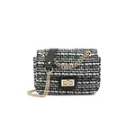 Tas zwart /wit met gouden ketting