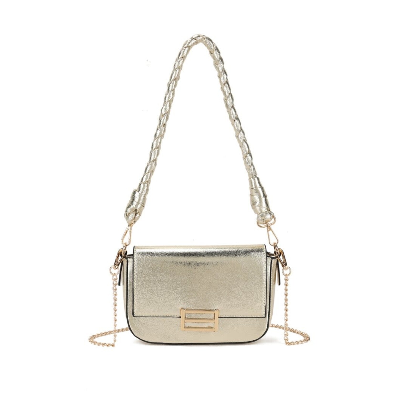Tas goud  met gouden vlecht ketting