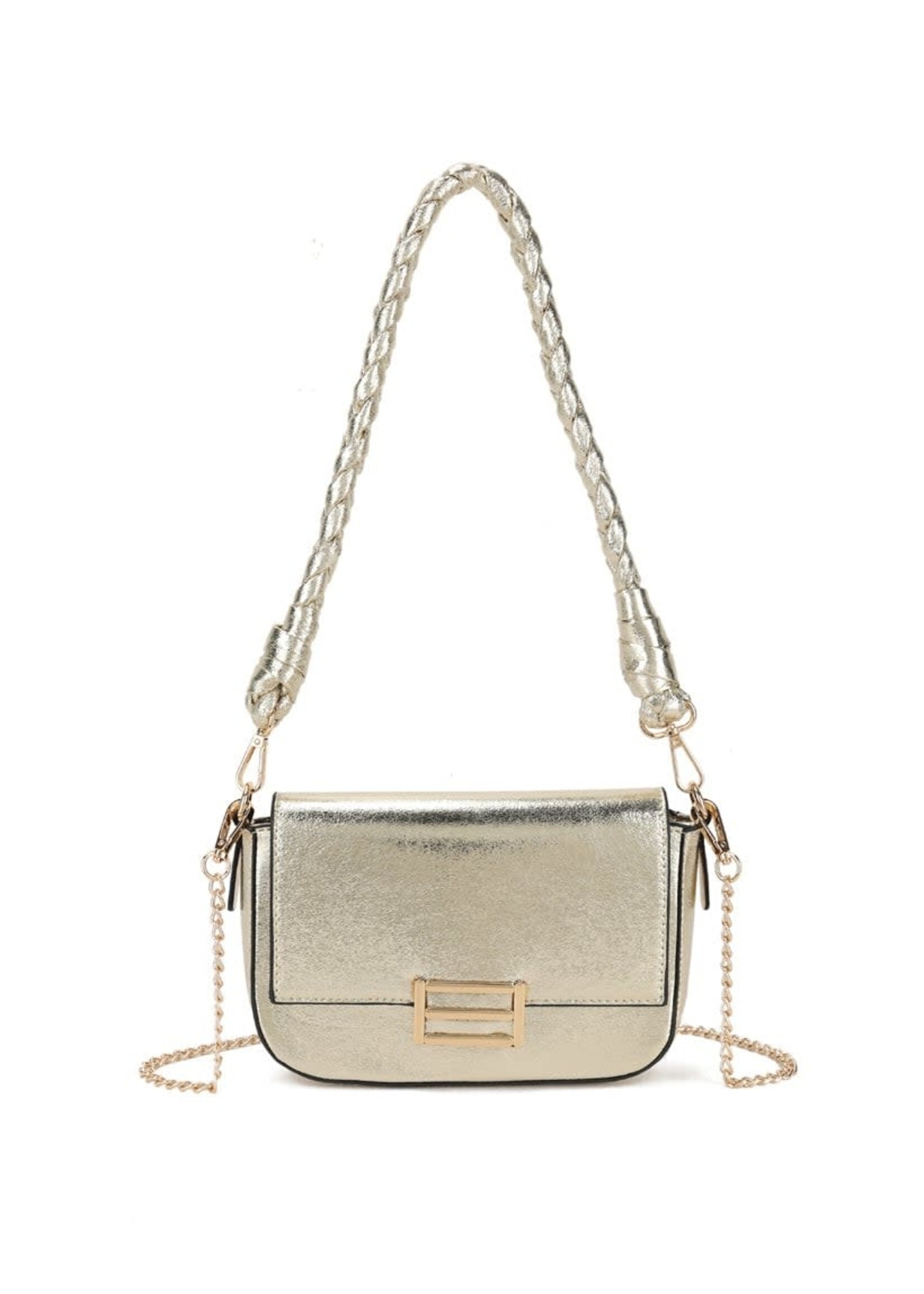 Tas goud  met gouden vlecht ketting