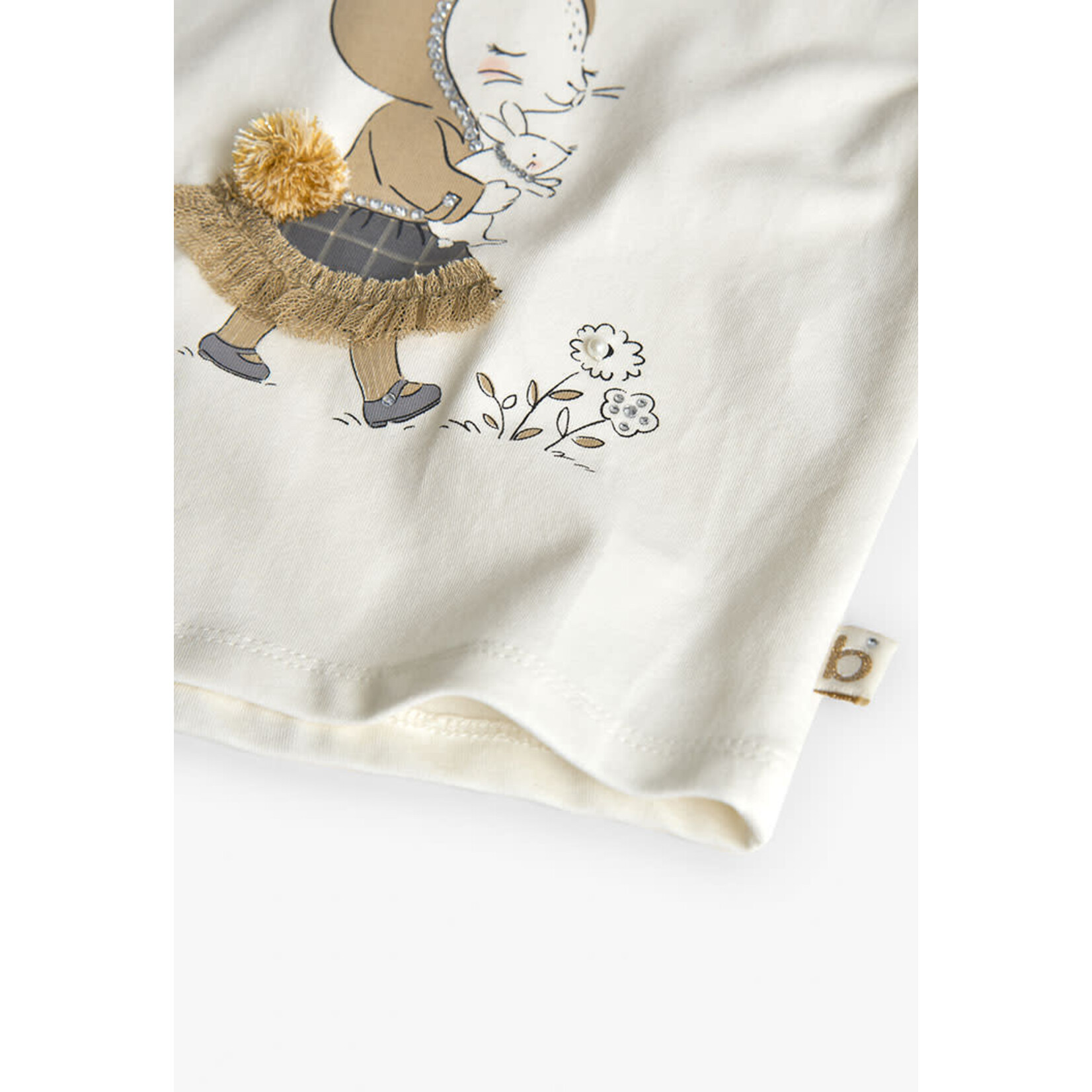 Boboli Boboli Stretch knit t-Shirt for  girl BCI off white 702021
