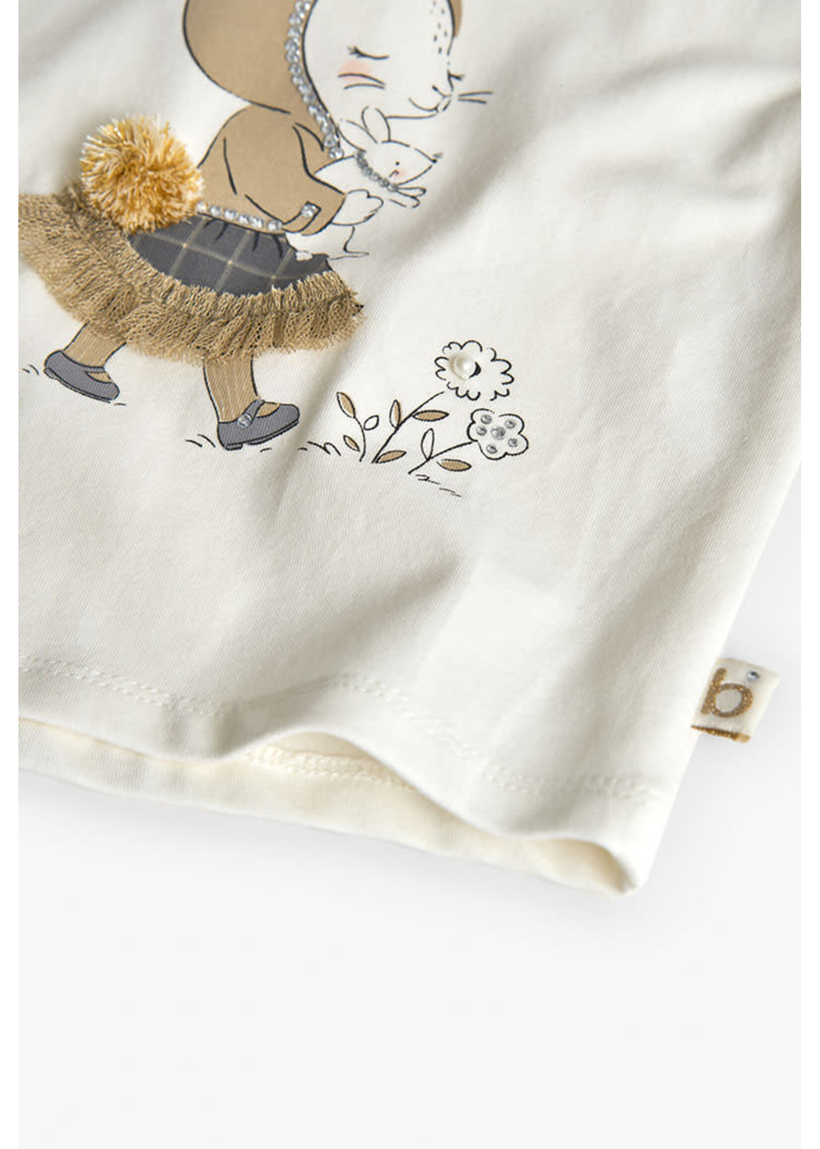 Boboli Boboli Stretch knit t-Shirt for  girl BCI off white 702021