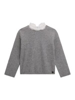 Guess Guess LS SWEATER WITH LACE COLLAR LIGHT STONE HEATHER - J5BR21_Z1140
