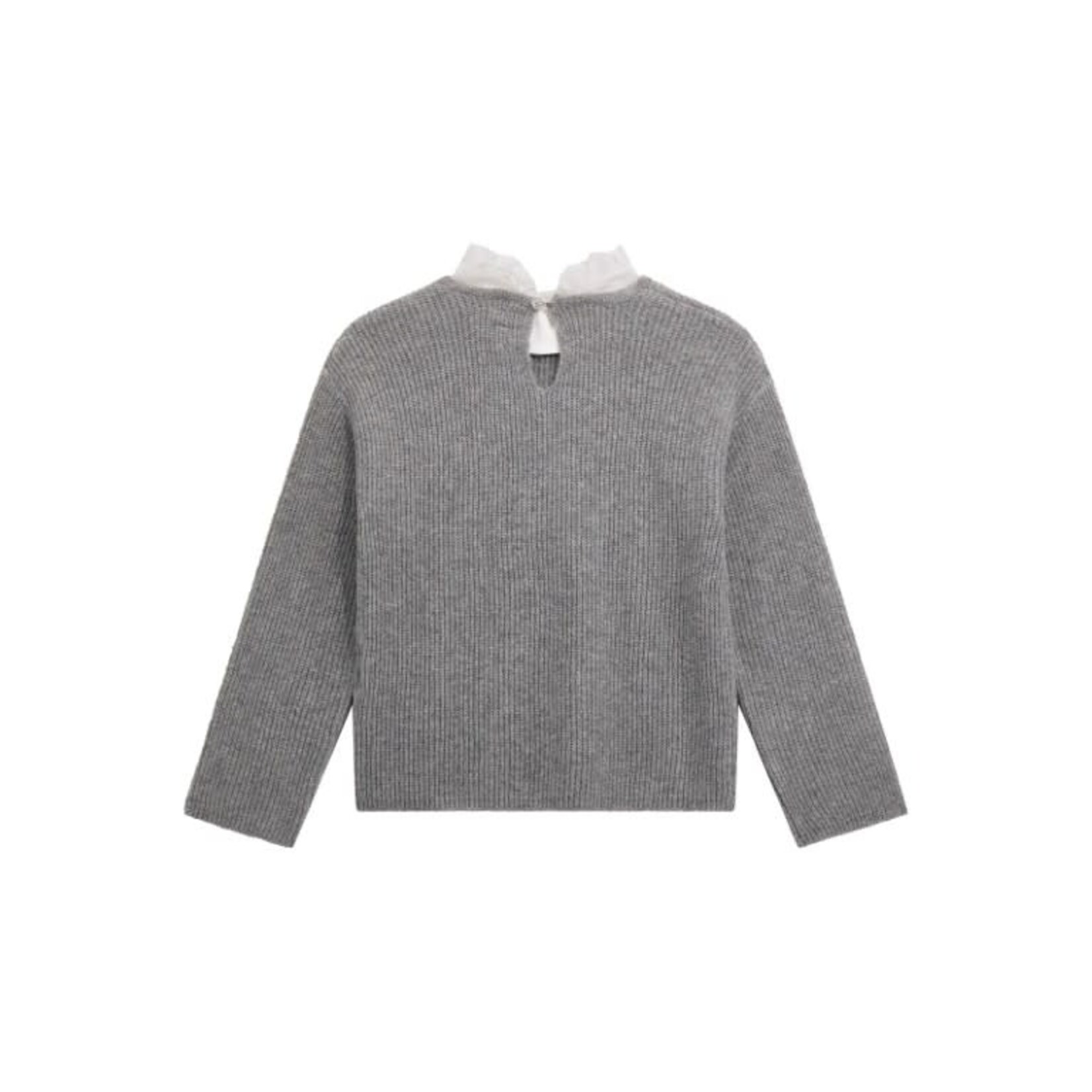 Guess Guess LS SWEATER WITH LACE COLLAR LIGHT STONE HEATHER - J5BR21_Z1140