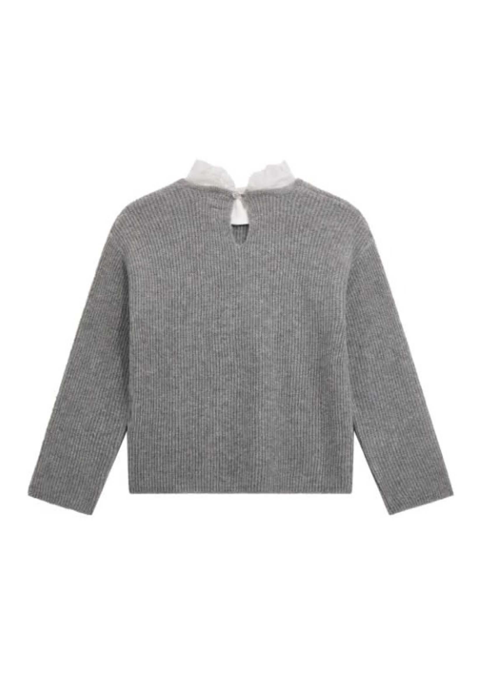 Guess Guess LS SWEATER WITH LACE COLLAR LIGHT STONE HEATHER - J5BR21_Z1140