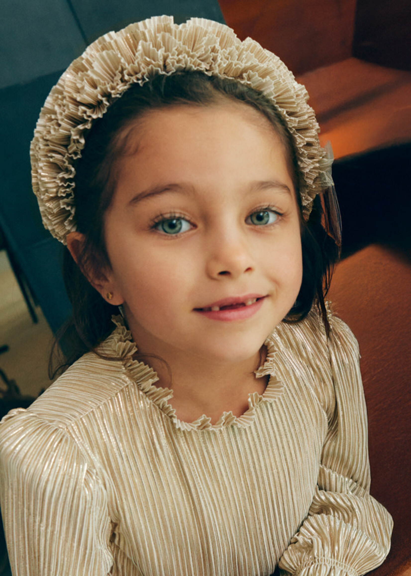 Abel & Lula Abel & Lula Pleated knit headband Oat - 25 05974