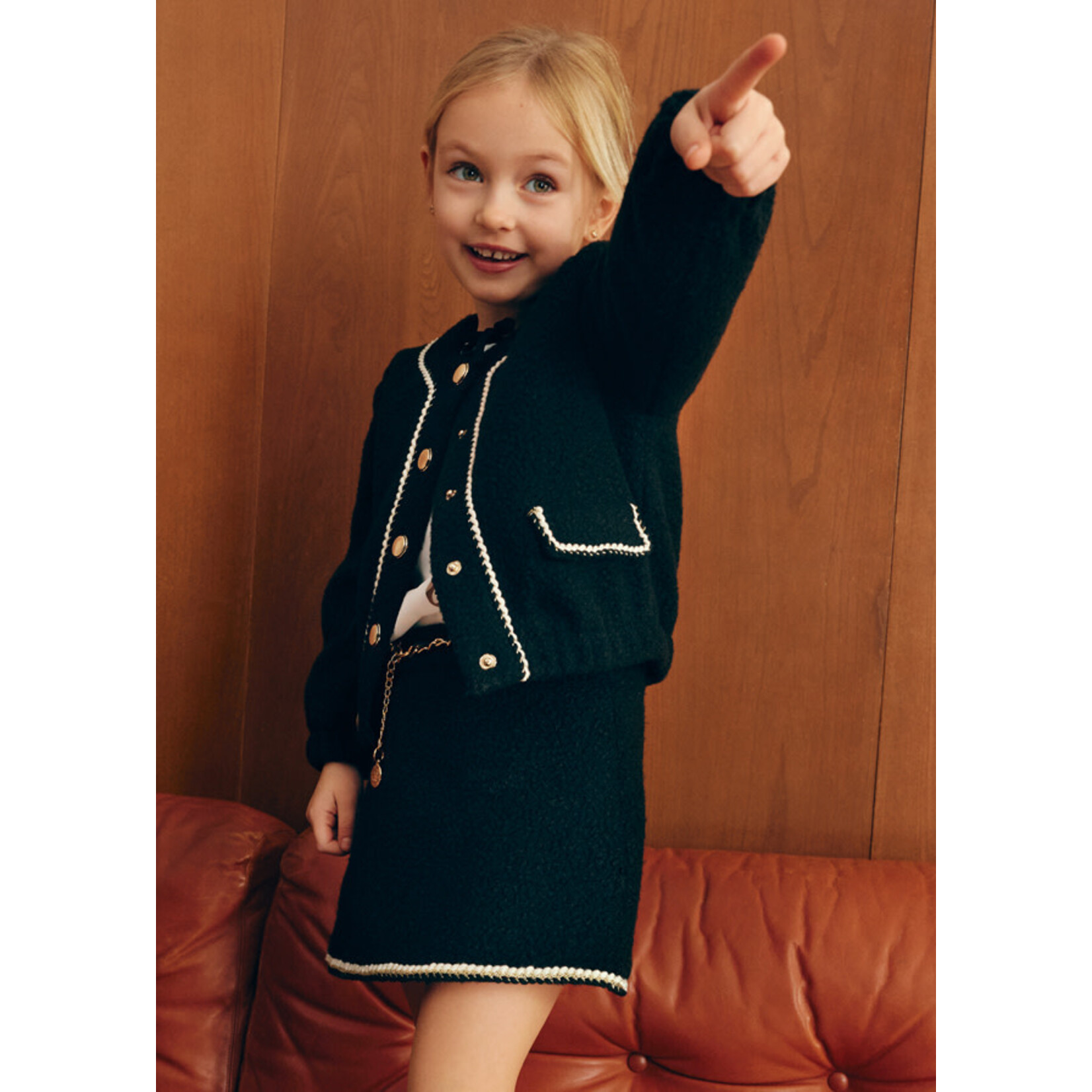 Abel & Lula Abel & Lula Lamb wool skirt with belt Black - 25 05517