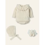 Mac Ilusion Mac Ilusion Traje 4P Canesú LUX ,culotte, capota y patucoshilatura especial "FEATHER NATURAL" Natural B