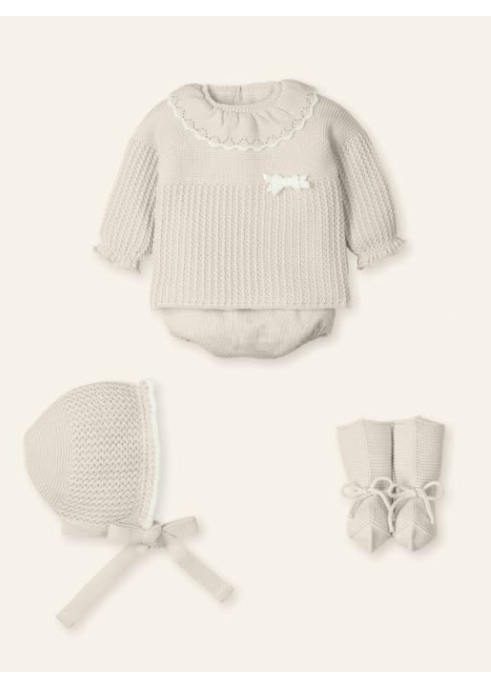 Mac Ilusion Mac Ilusion Traje 4P Corto punto, capota y patucos "SUEÑO EMPOLVADO" Natural B