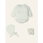 Mac Ilusion Mac Ilusion Traje 4P Canesú, puntilla, capoto y patucos "SPECIAL MUSELINA" Crudo B