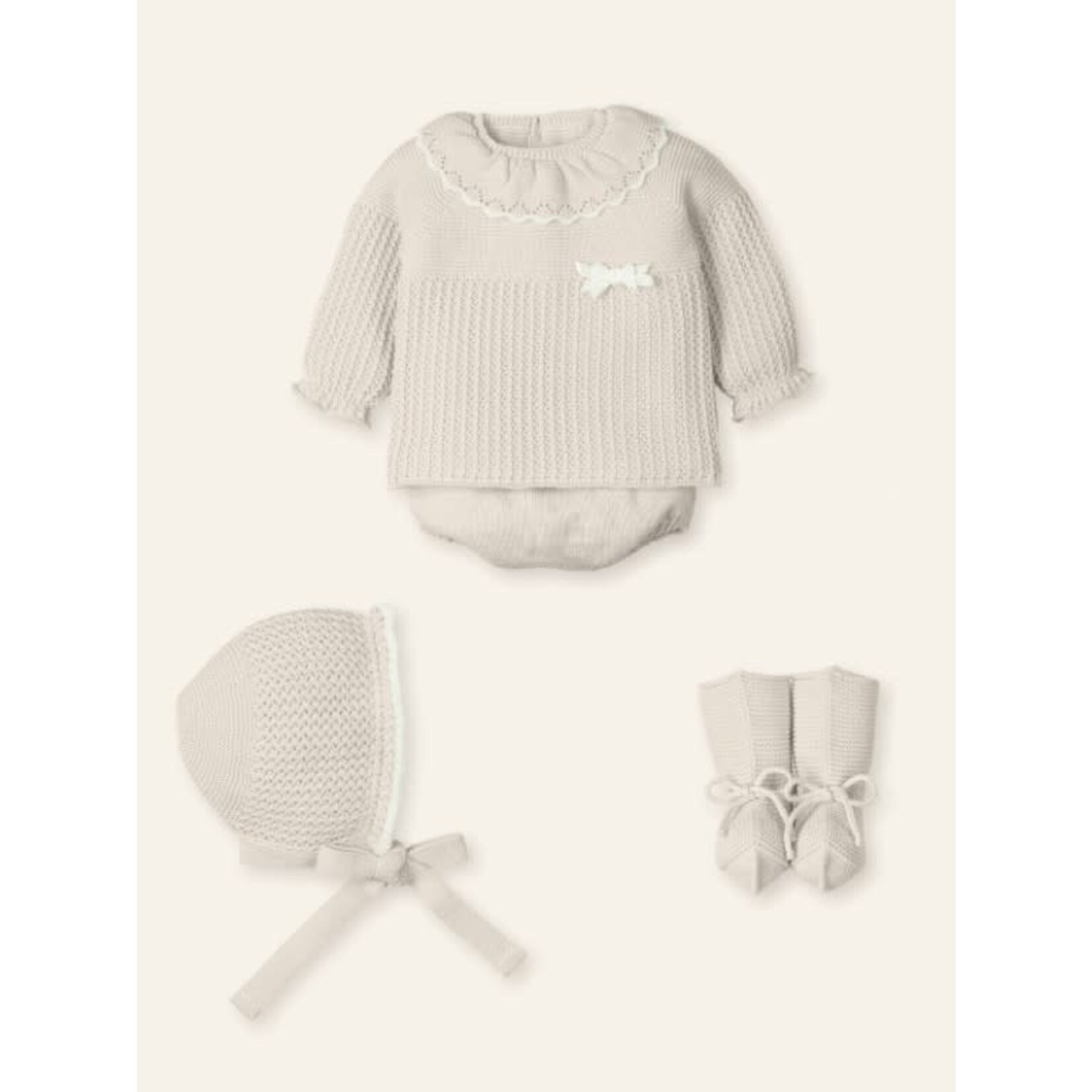 Mac Ilusion Mac Ilusion Traje 4P Corto punto, capota y patucos "SUEÑO EMPOLVADO" Natural B