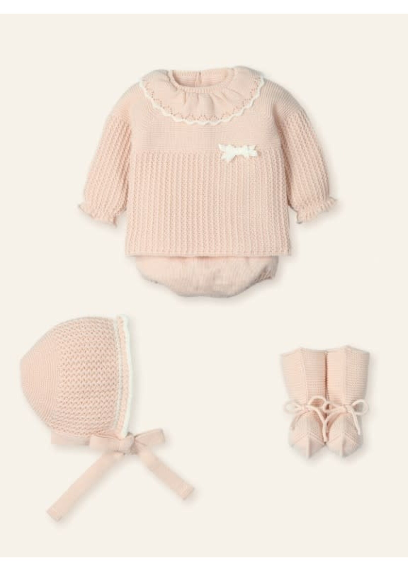 Mac Ilusion Mac Ilusion Traje 4P Corto punto, capota y patucos "SUEÑO EMPOLVADO" Nude B