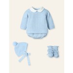 Mac Ilusion Mac Ilusion Traje 4P trencitas con cuello bordado, patucos y gorro pompom "CLOUD BRAIDE" Nube B
