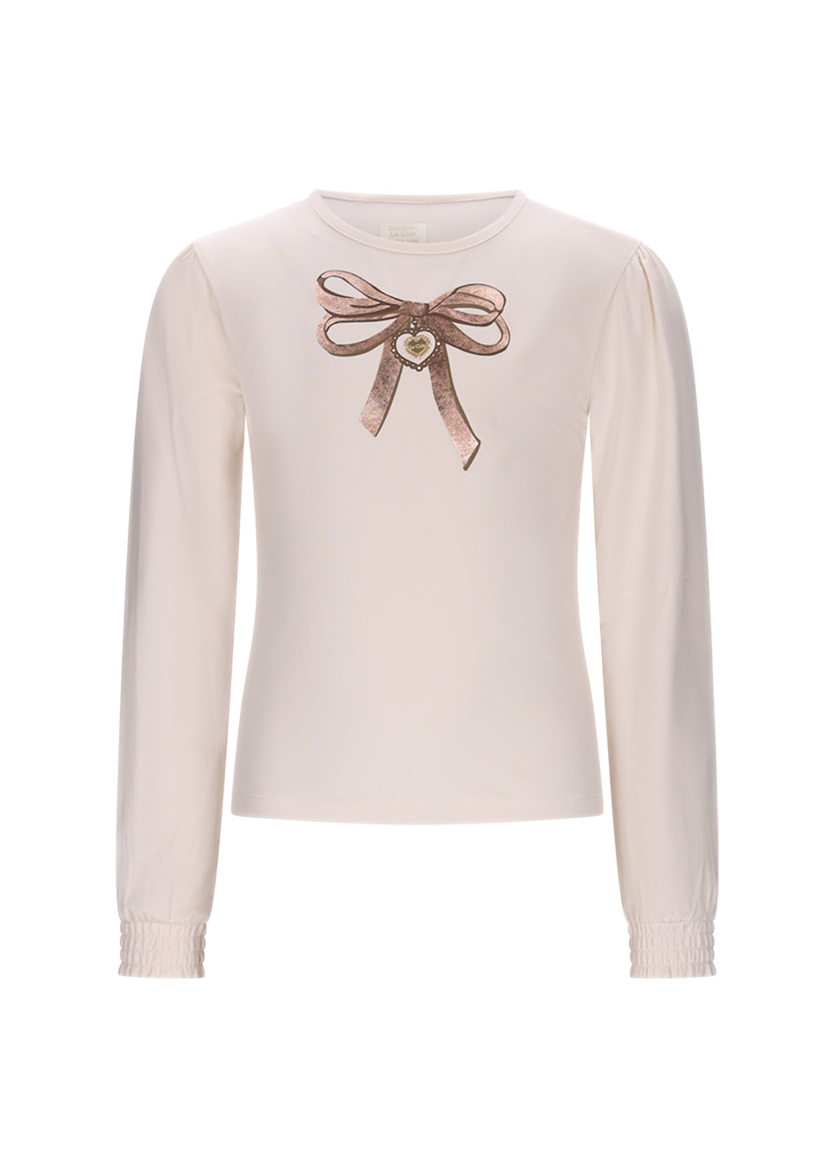 Le Chic Le Chic NONSY bow-print T-shirt C508-5405 Warm Winter White