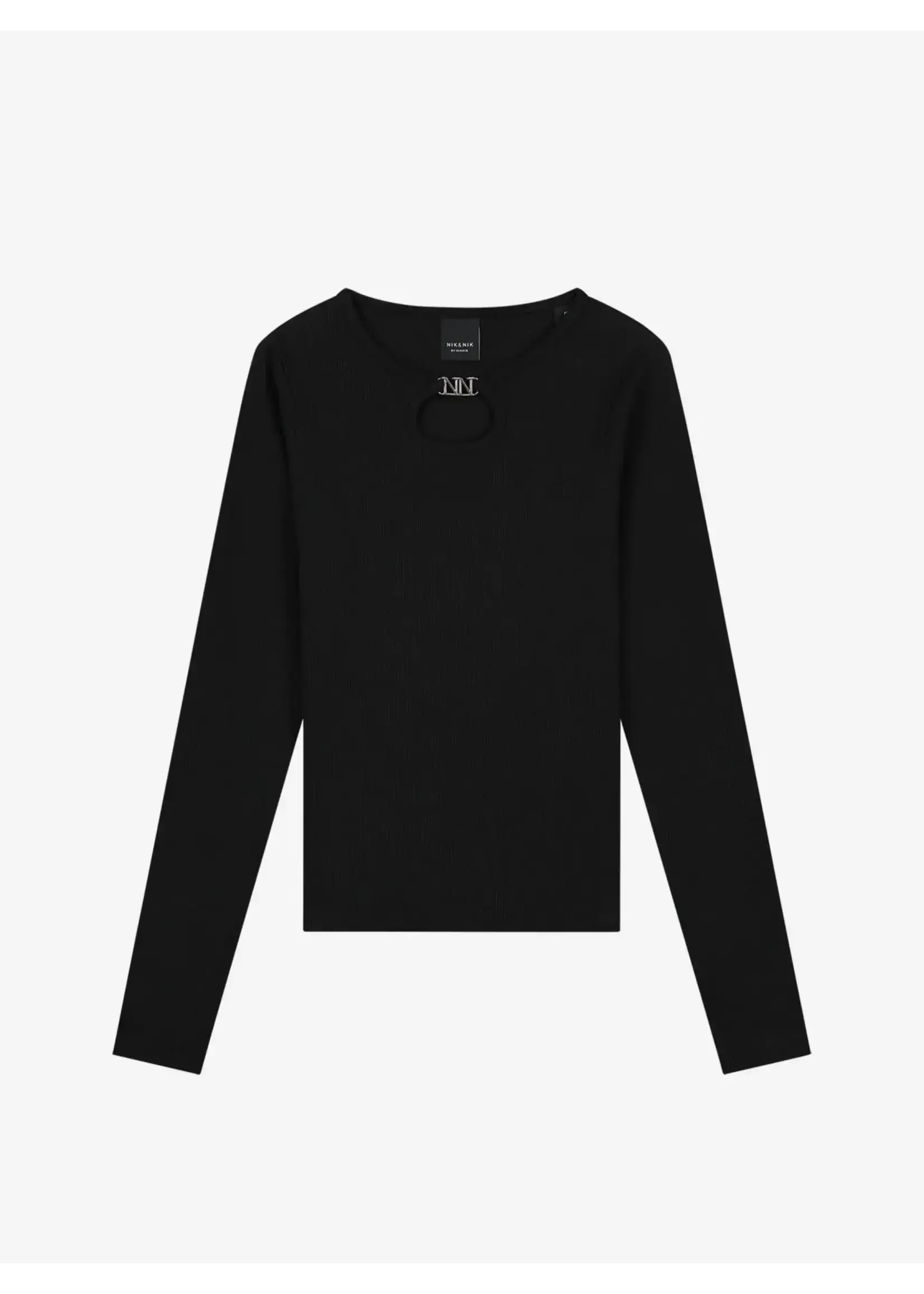 Nik&Nik Nik&Nik Presley LS Rib Top Black G 8-032 2405