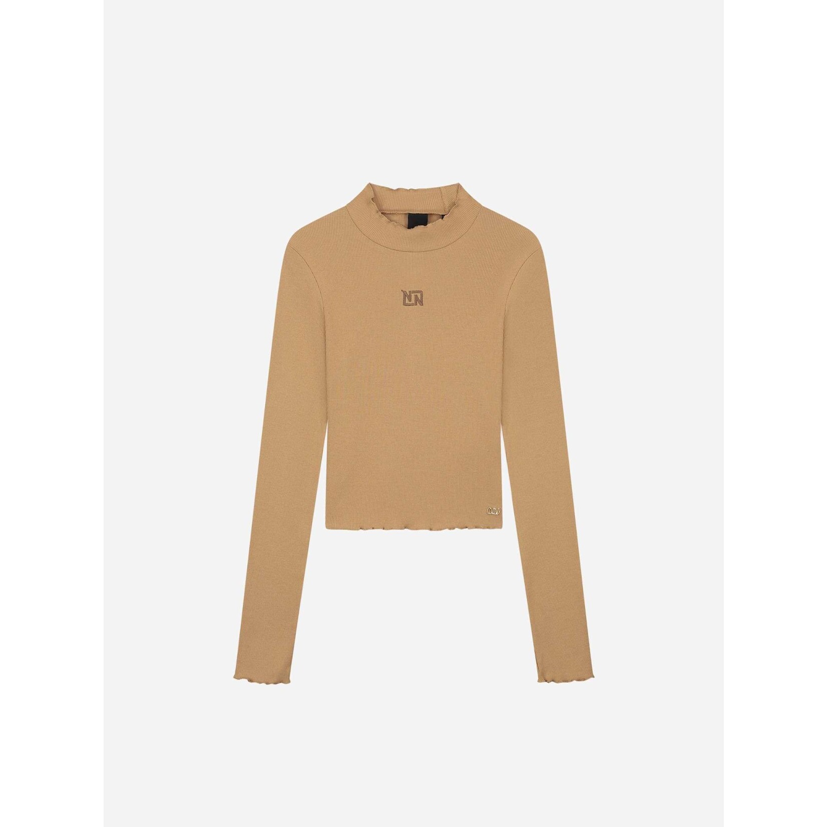 Nik&Nik Nik&Nik Rib Top Turtle LS Cropped Camel G 8-495 2305