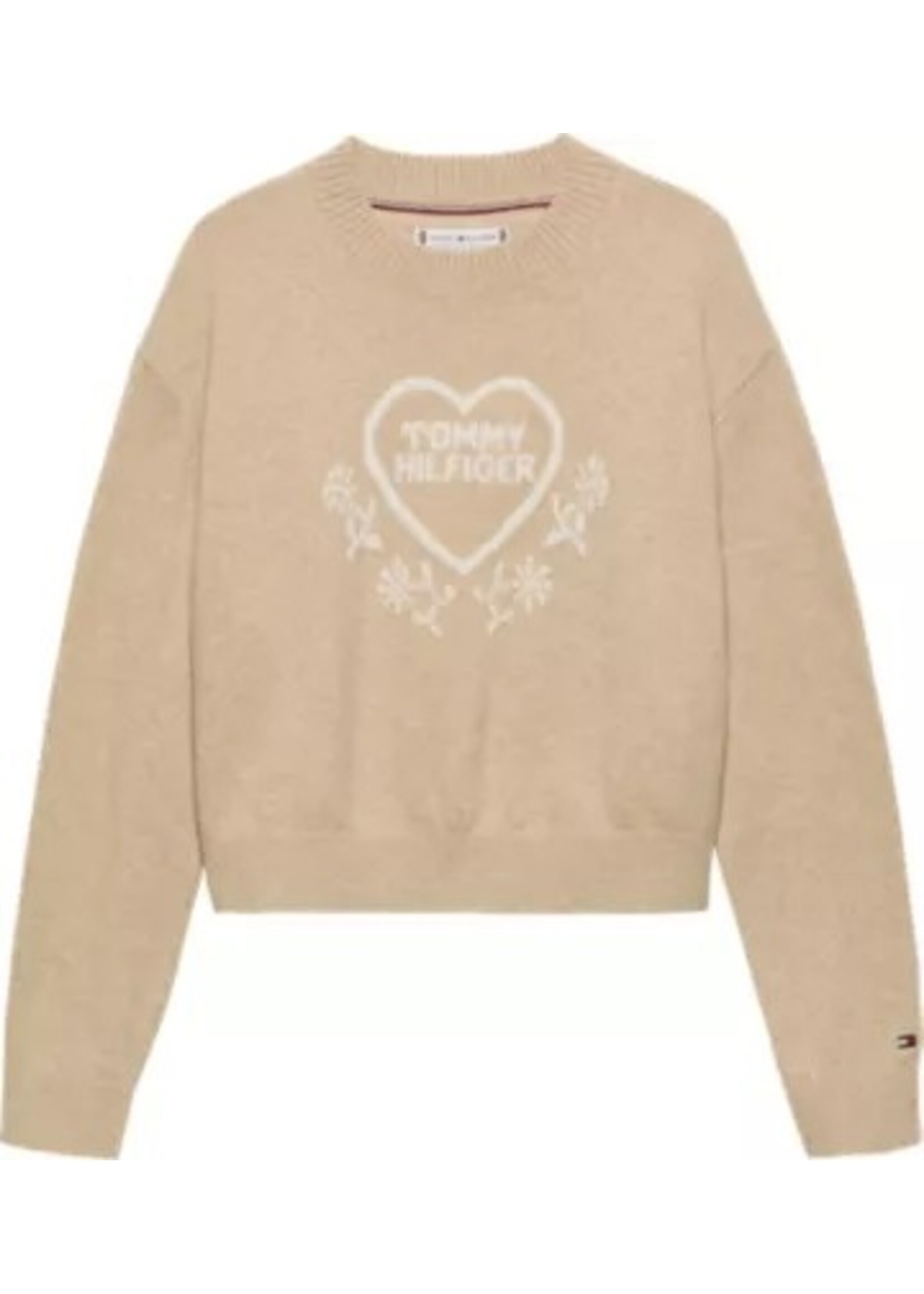 Tommy Hilfiger Tommy Hilfiger HEART JACQUARD SWEAT, AFO KG0KG08836AFO Malted Milk Heather