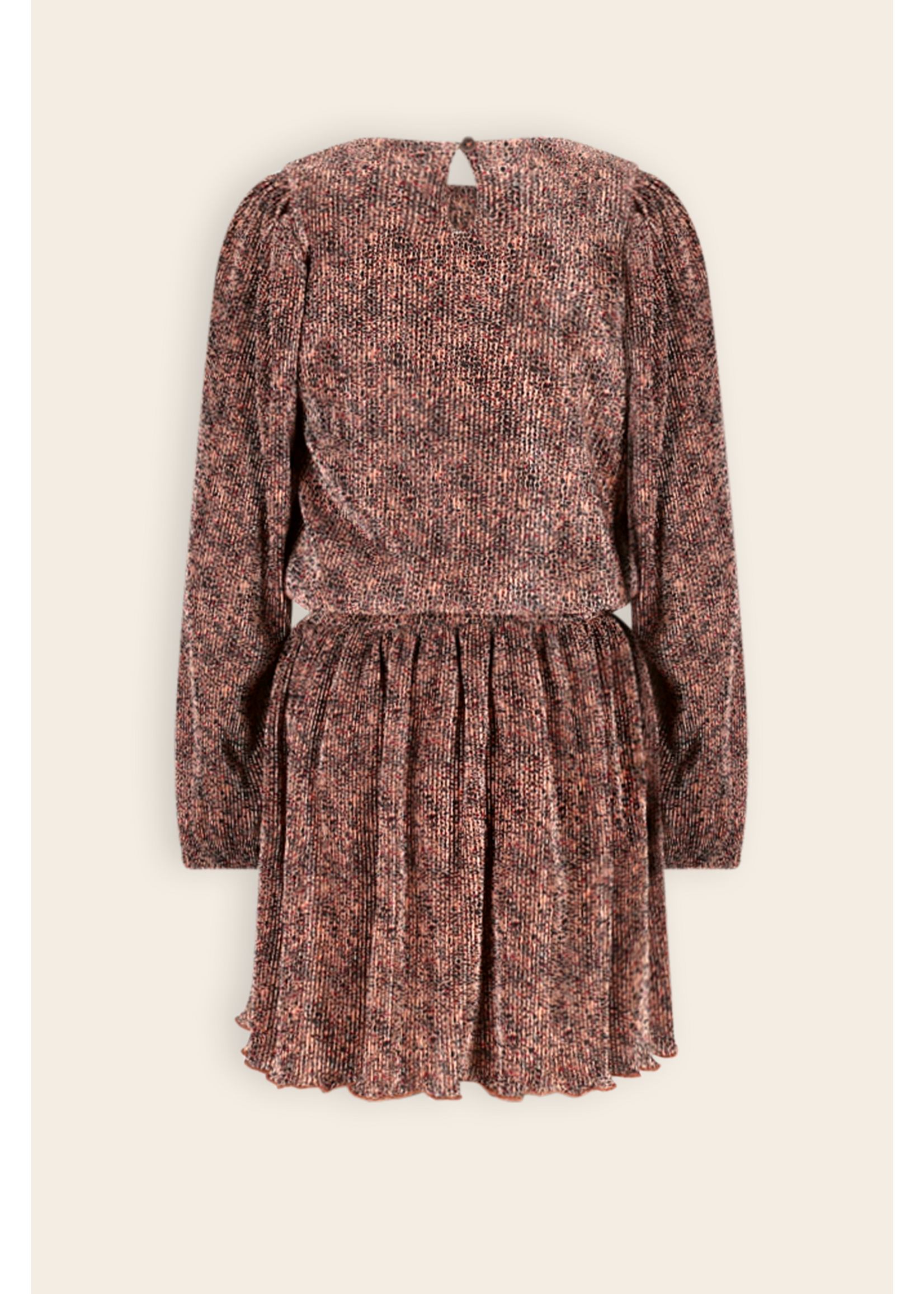 NoNo NoNo Miron AOP Leopard Plissee Dress N509-5800 Taupe