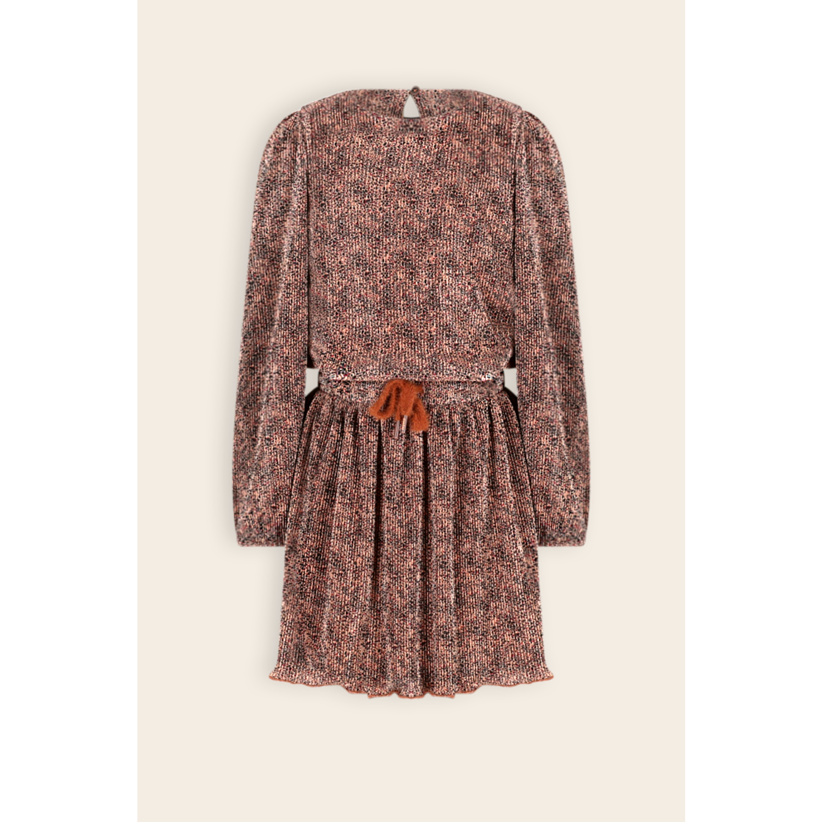 NoNo NoNo Miron AOP Leopard Plissee Dress N509-5800 Taupe