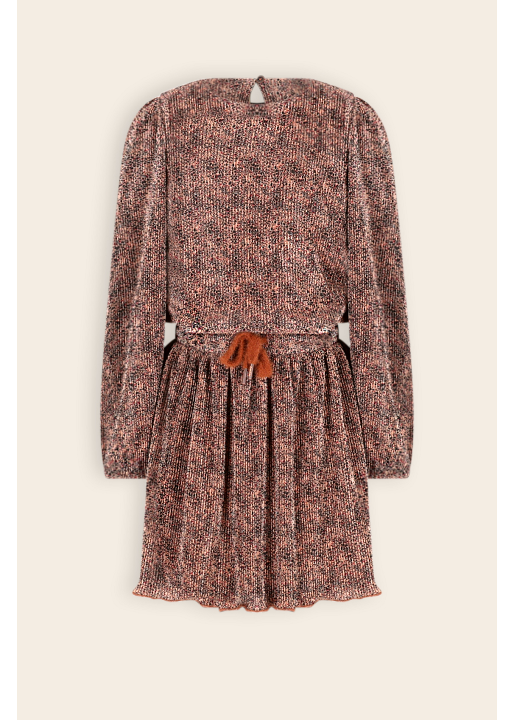 NoNo NoNo Miron AOP Leopard Plissee Dress N509-5800 Taupe