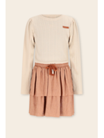 NoNo NoNo Moran Combi Dress fancy knit top+plissee skirt N509-5804 Taupe