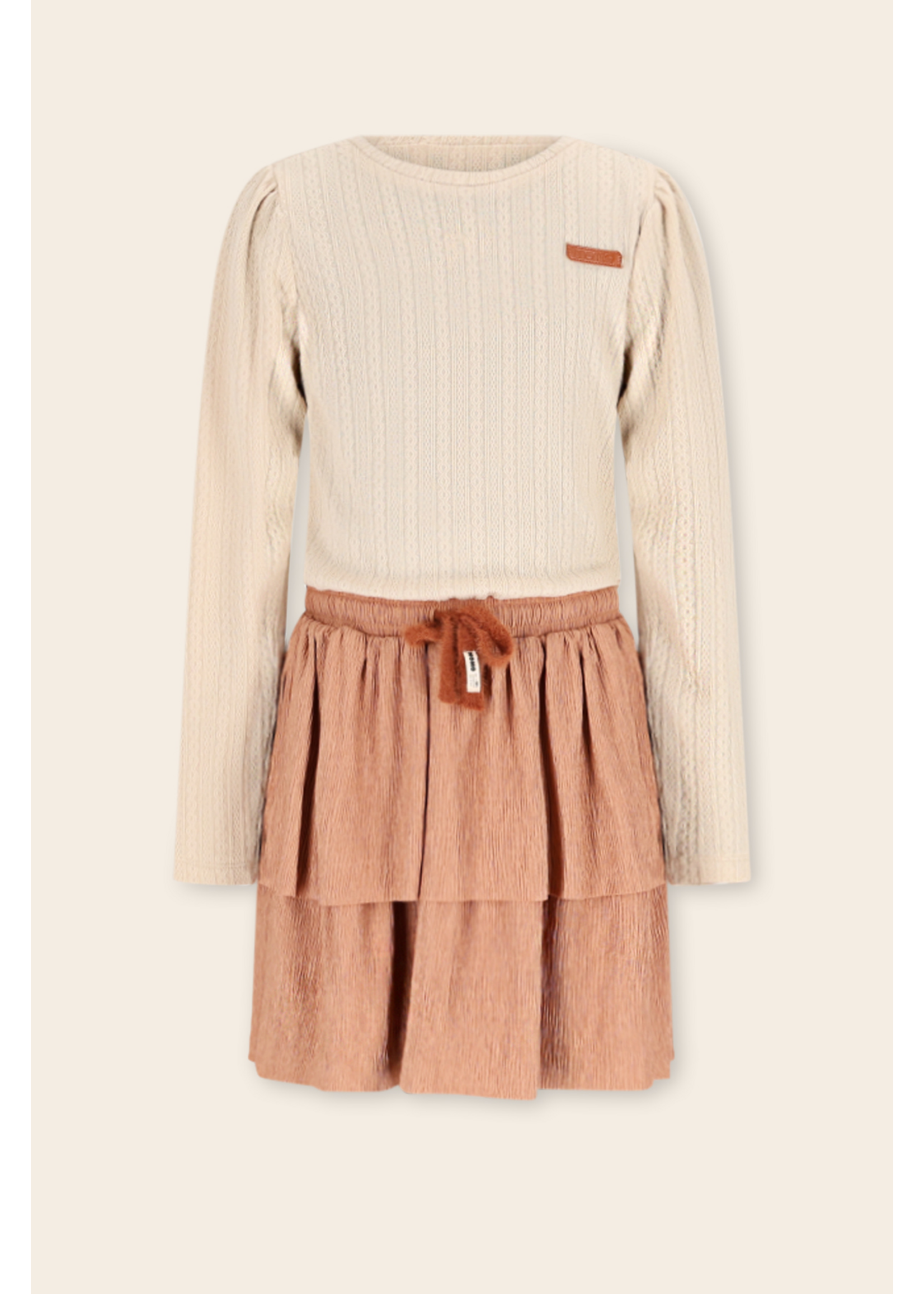 NoNo NoNo Moran Combi Dress fancy knit top+plissee skirt N509-5804 Taupe