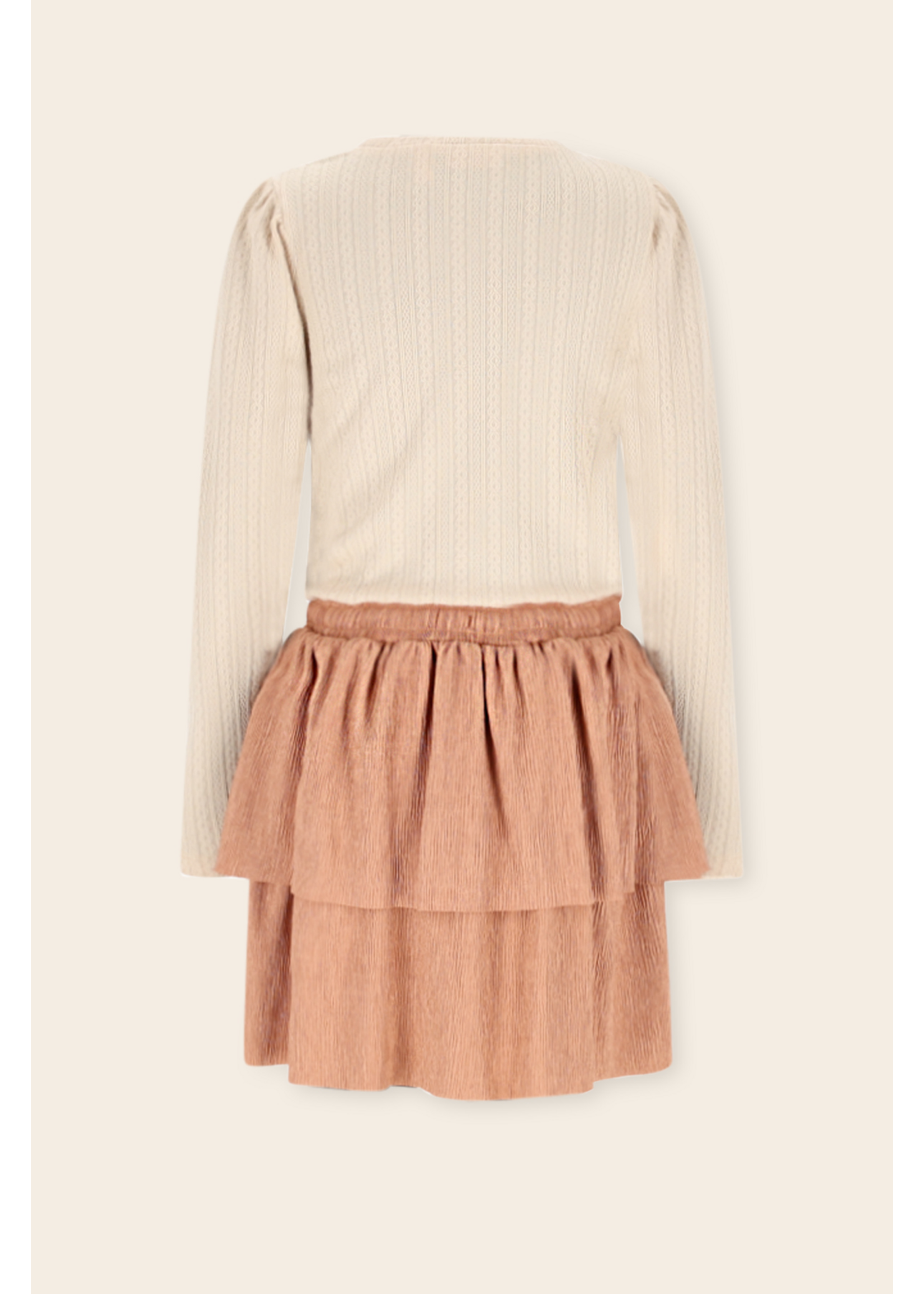 NoNo NoNo Moran Combi Dress fancy knit top+plissee skirt N509-5804 Taupe