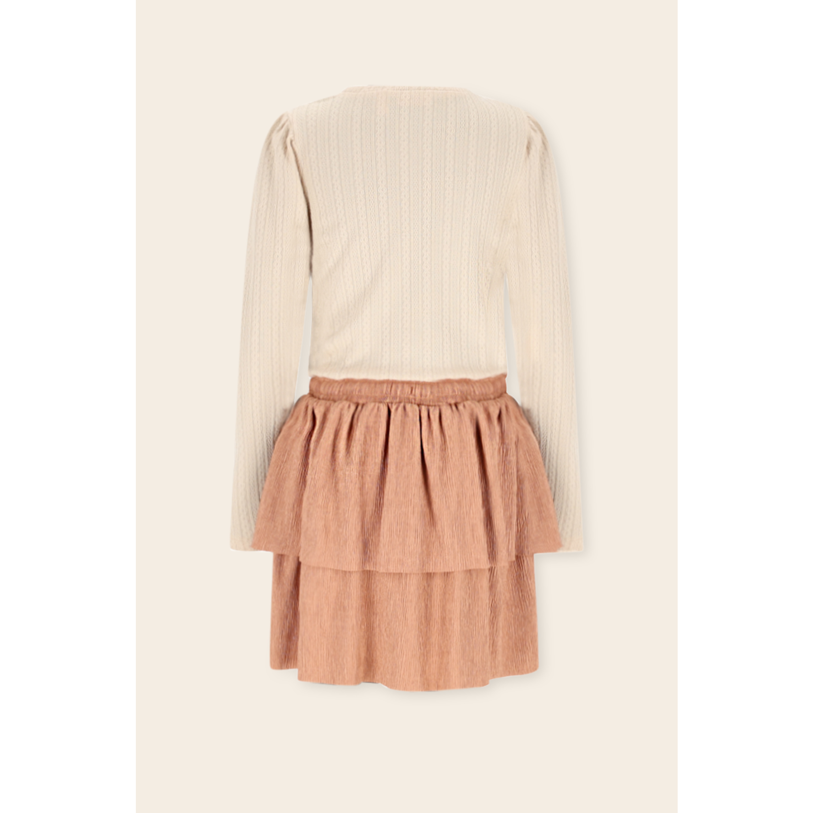 NoNo NoNo Moran Combi Dress fancy knit top+plissee skirt N509-5804 Taupe
