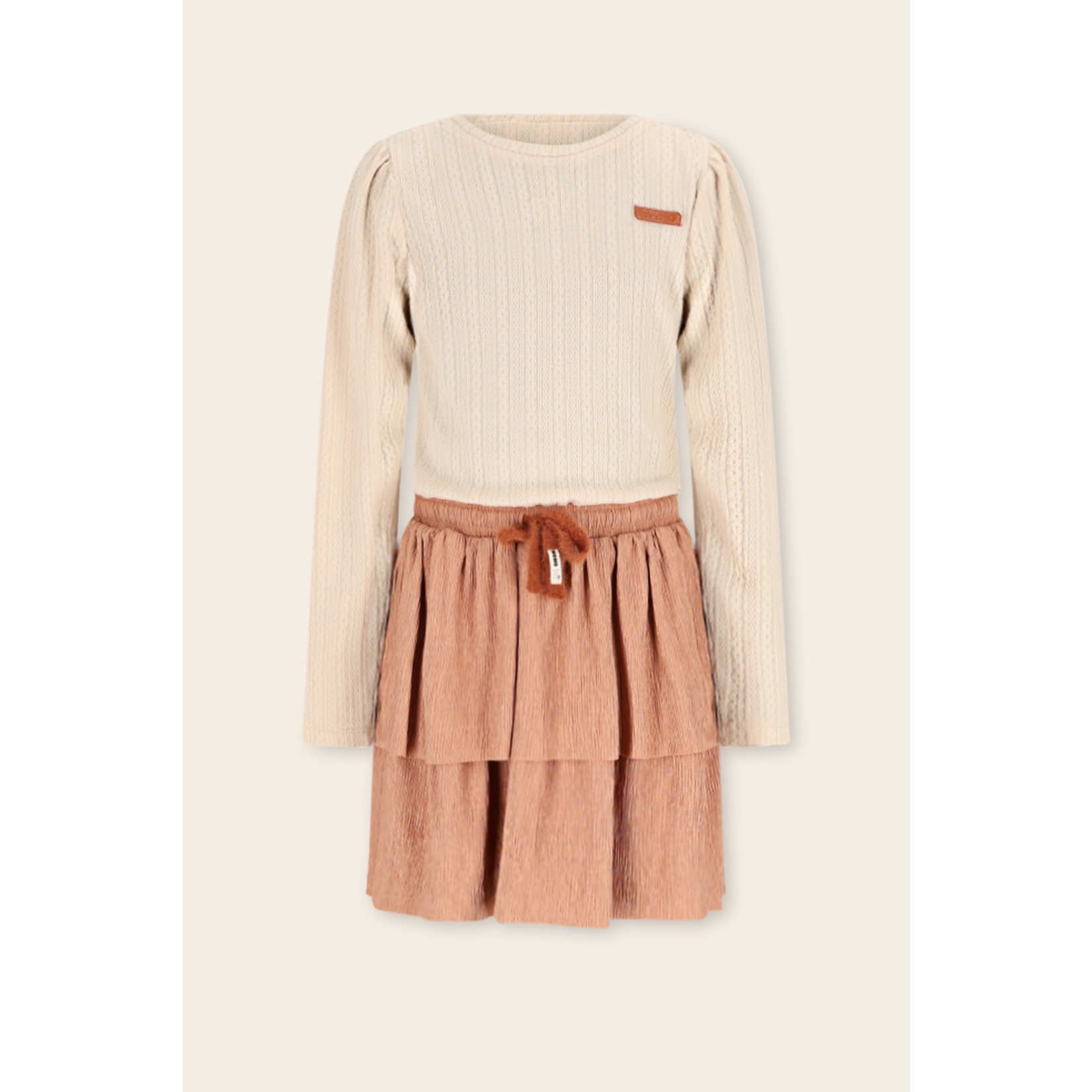 NoNo NoNo Moran Combi Dress fancy knit top+plissee skirt N509-5804 Taupe