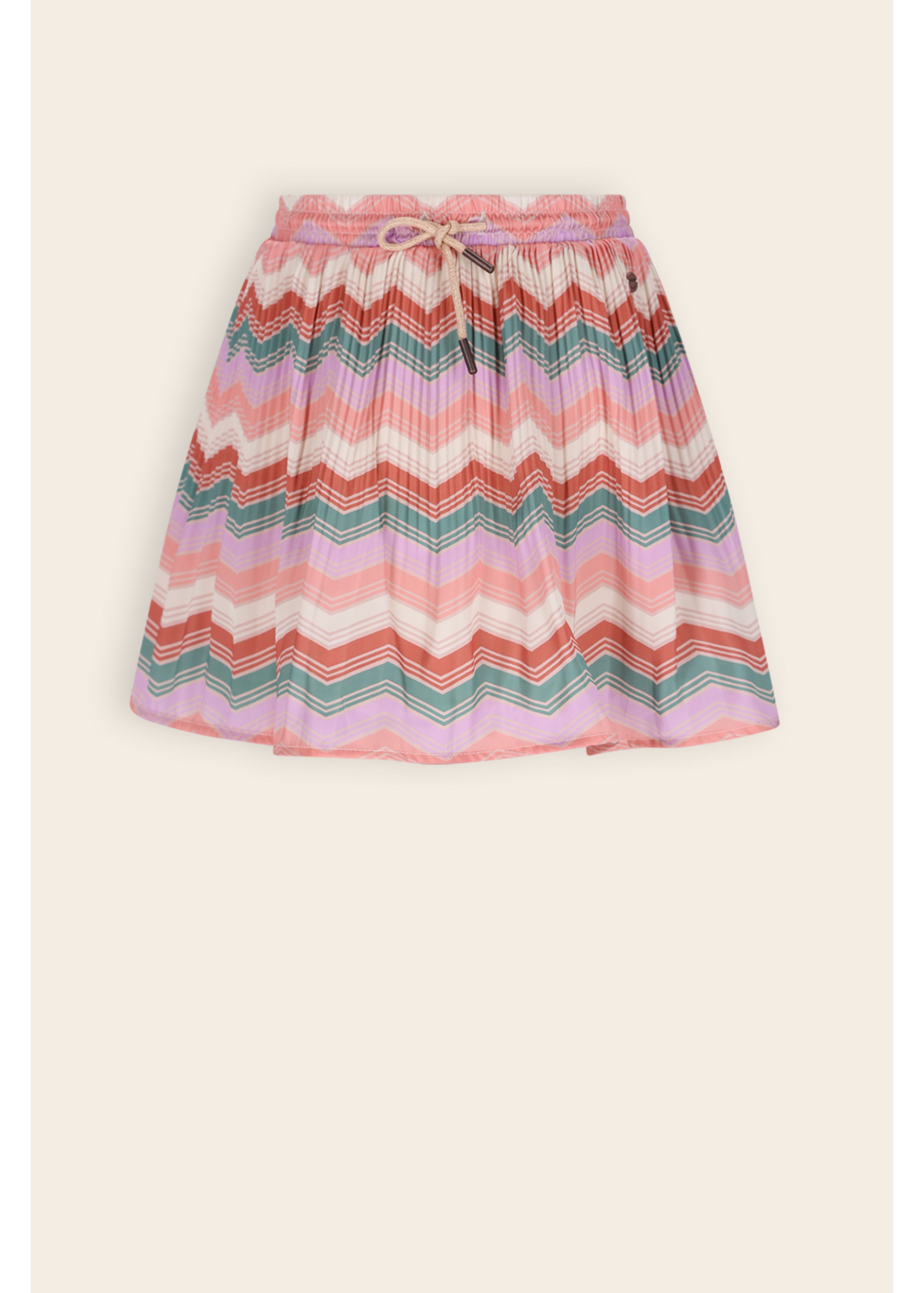 NoNo NoNo Nulan Plissee Zigzag AOP Skirt N508-5707 Sand Blush
