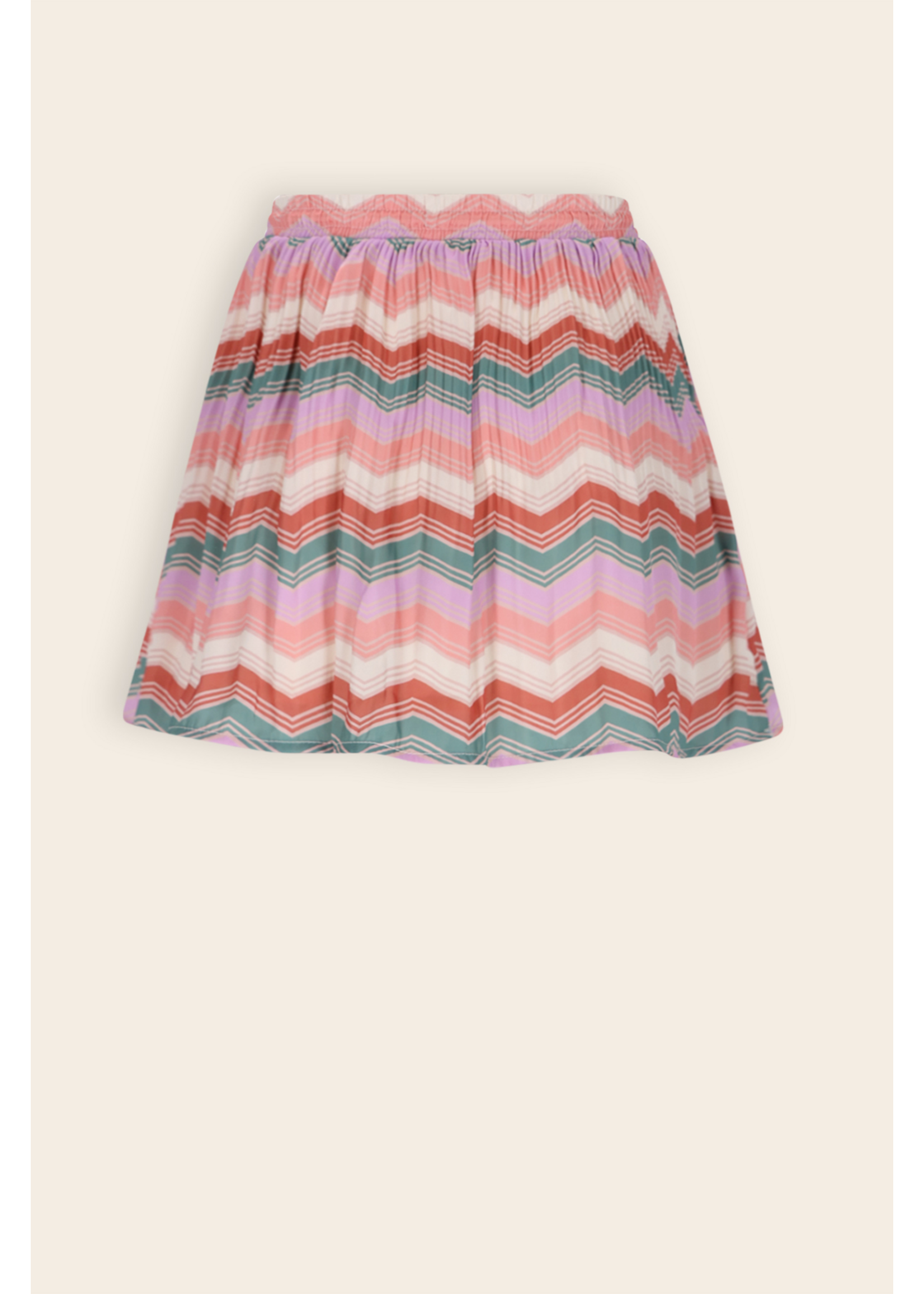 NoNo NoNo Nulan Plissee Zigzag AOP Skirt N508-5707 Sand Blush