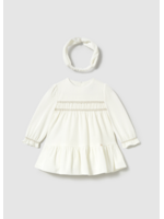 Mayoral Mayoral Velvet dress with headband Natural - 25 02904