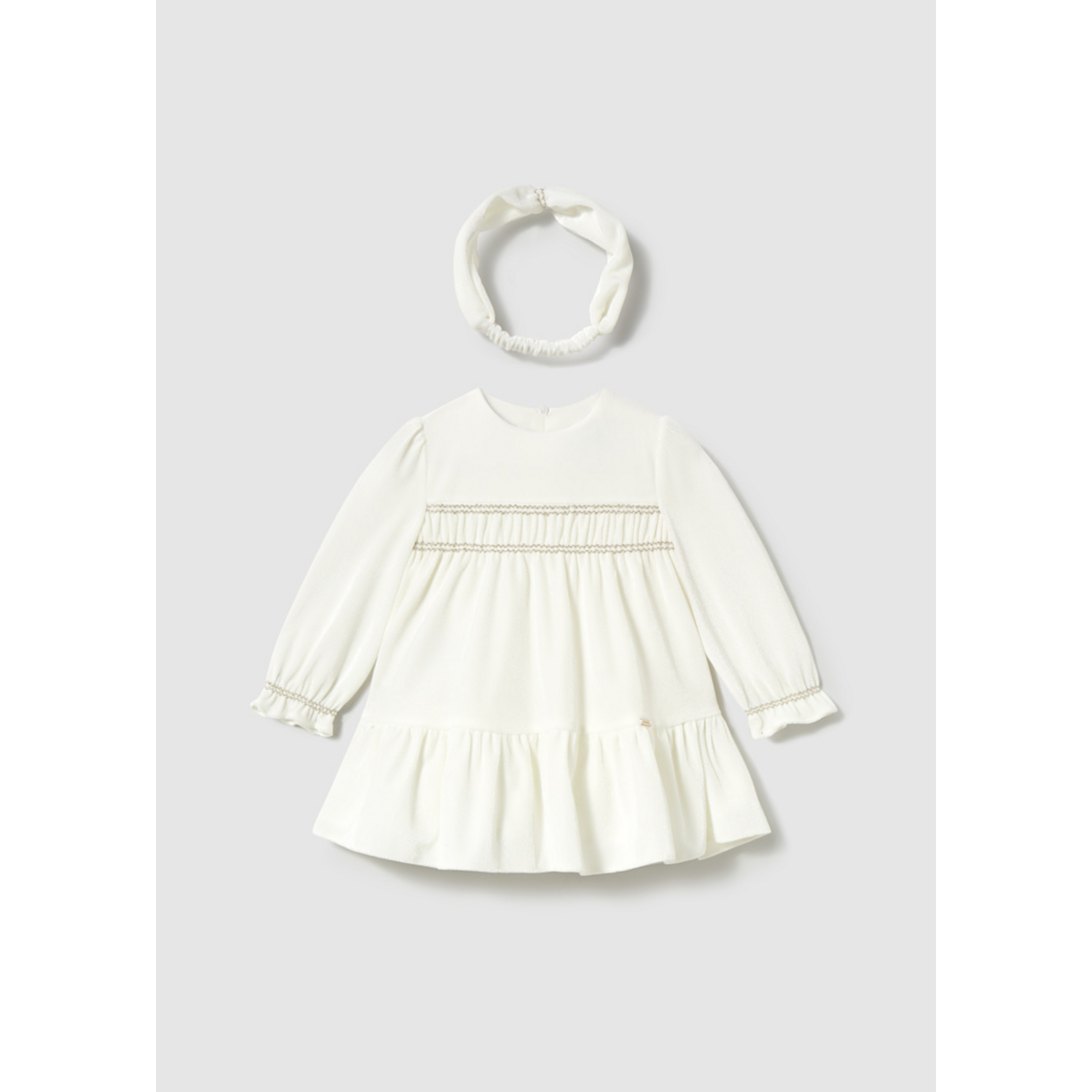 Mayoral Mayoral Velvet dress with headband Natural - 25 02904