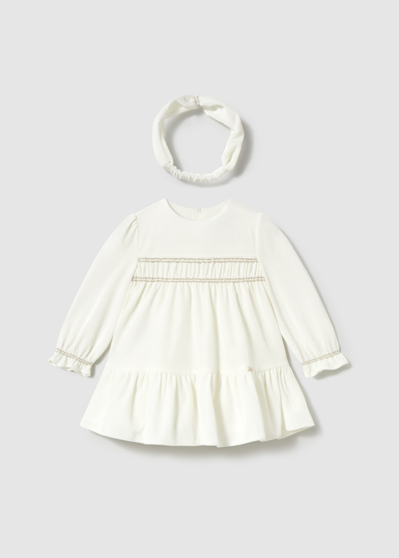 Mayoral Mayoral Velvet dress with headband Natural - 25 02904