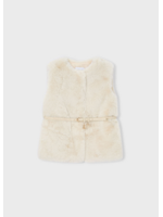 Mayoral Mayoral Fur vest with belt Sand - 25 04315