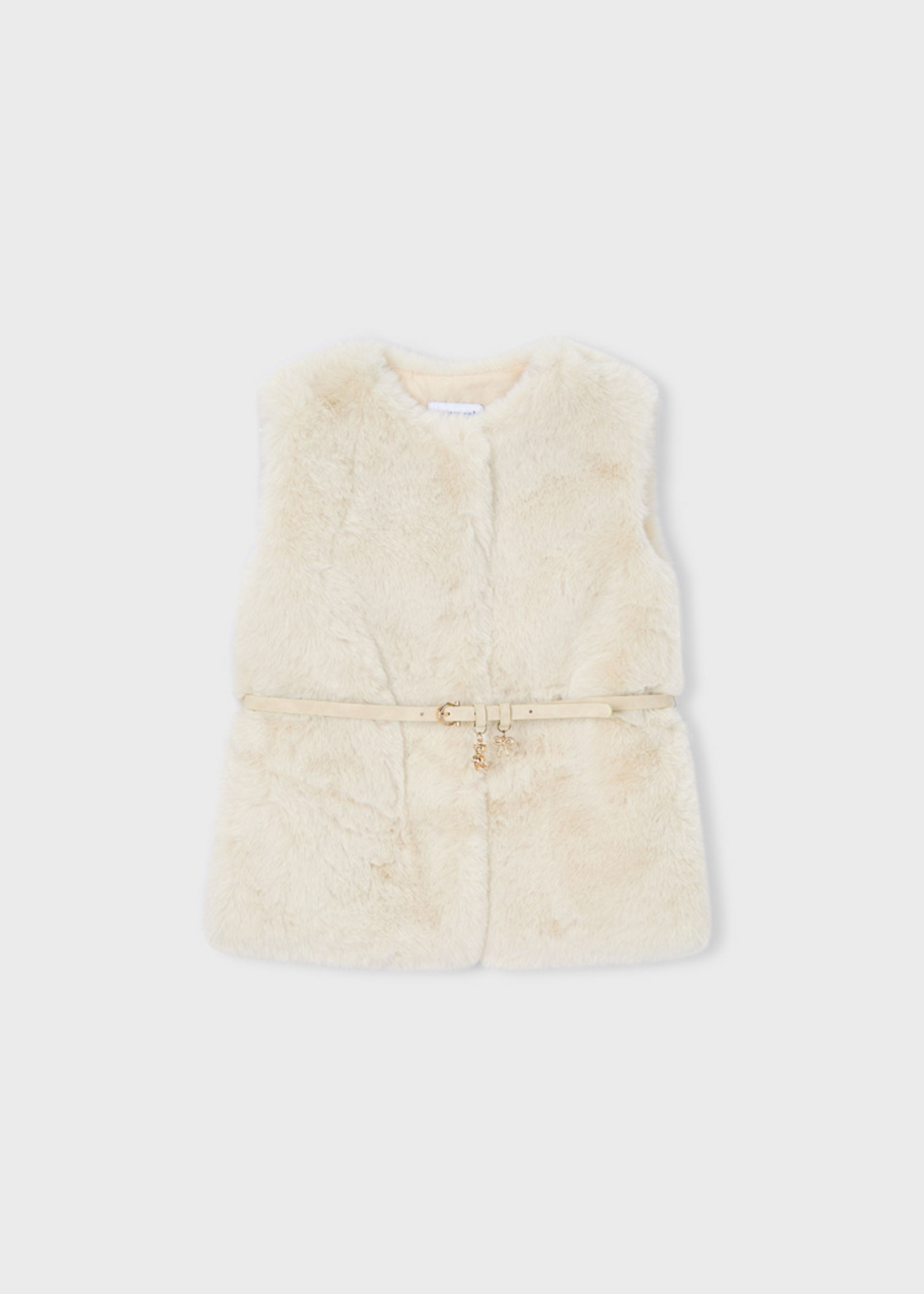 Mayoral Mayoral Fur vest with belt Sand - 25 04315