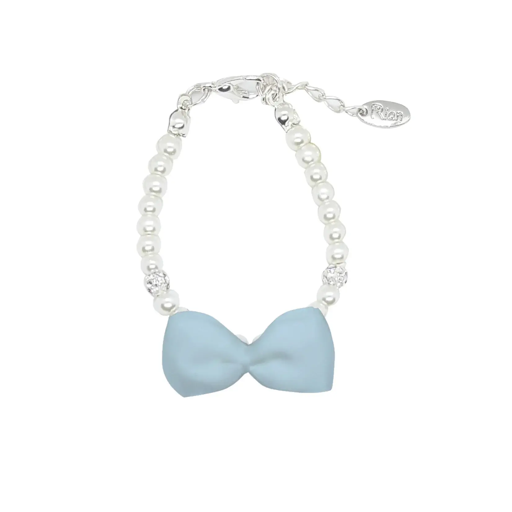 Rian Rian Parelarmbandje lichtblauw strikje