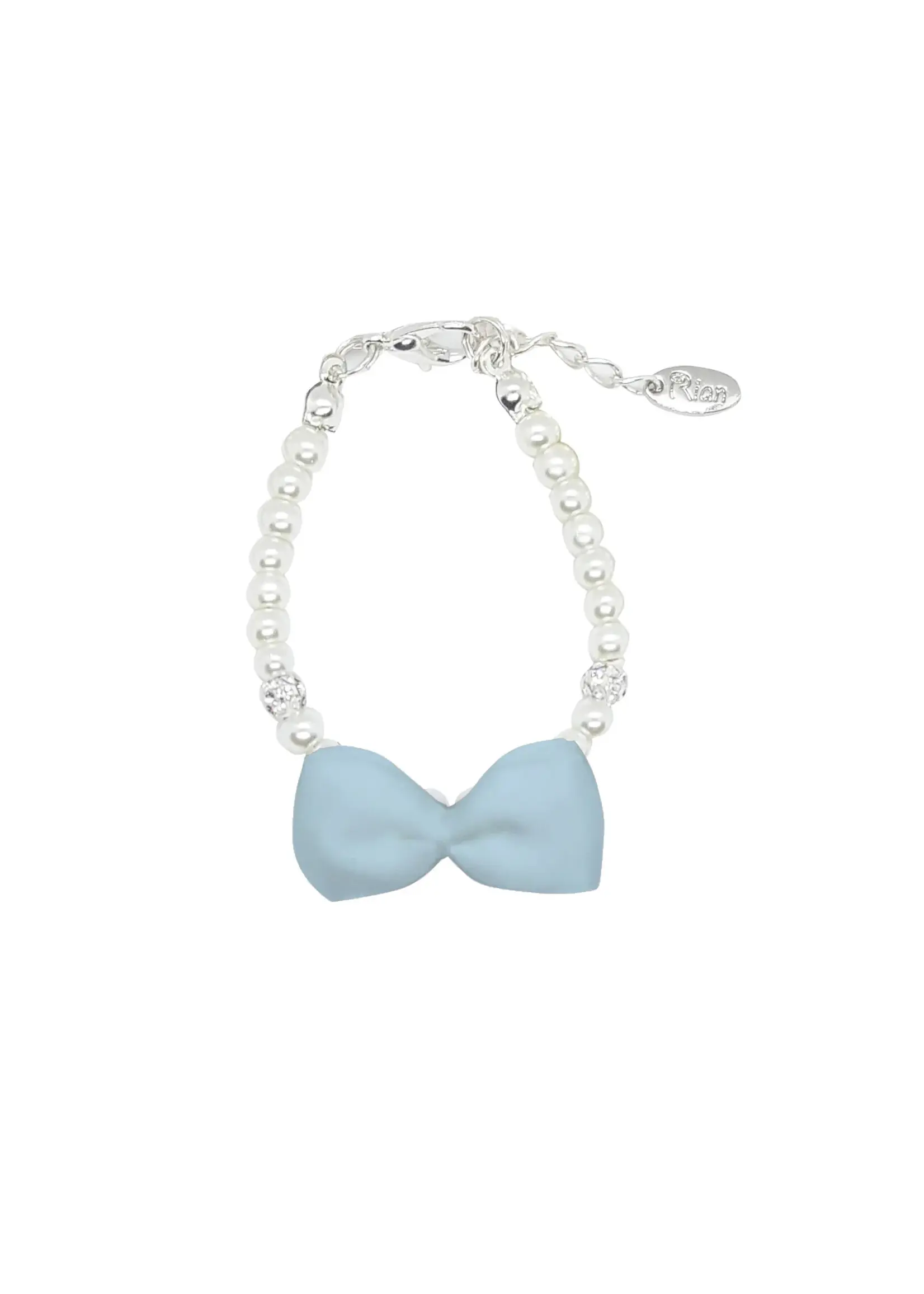 Rian Rian Parelarmbandje lichtblauw strikje