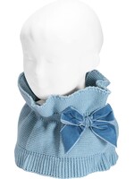 Condor Condor Sjaal licht blauw met fluwelen strik