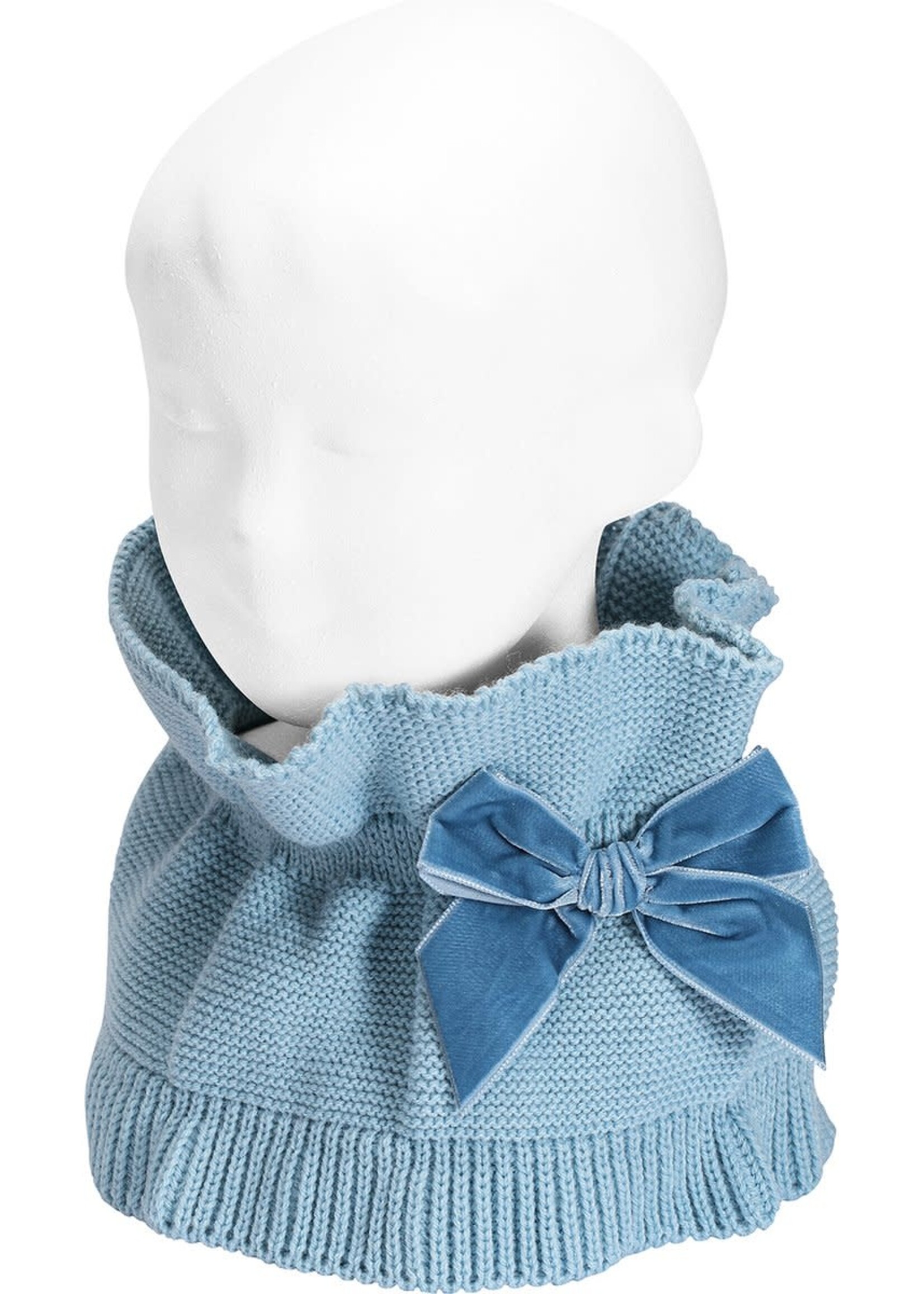 Condor Condor Sjaal licht blauw met fluwelen strik